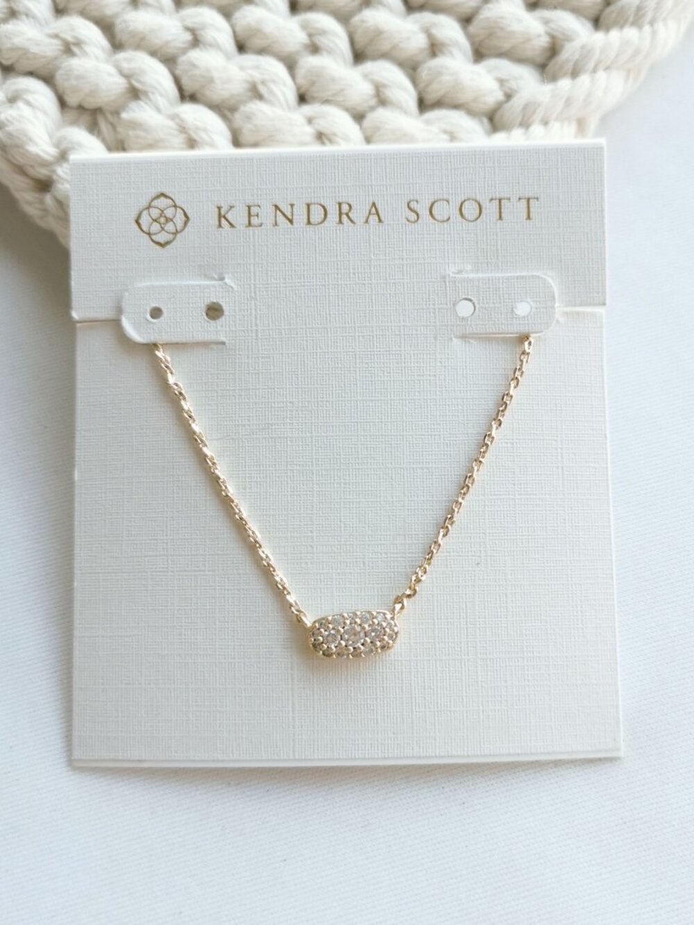 Kendra Scott Grayson Gold White Crystal Pendant Necklace